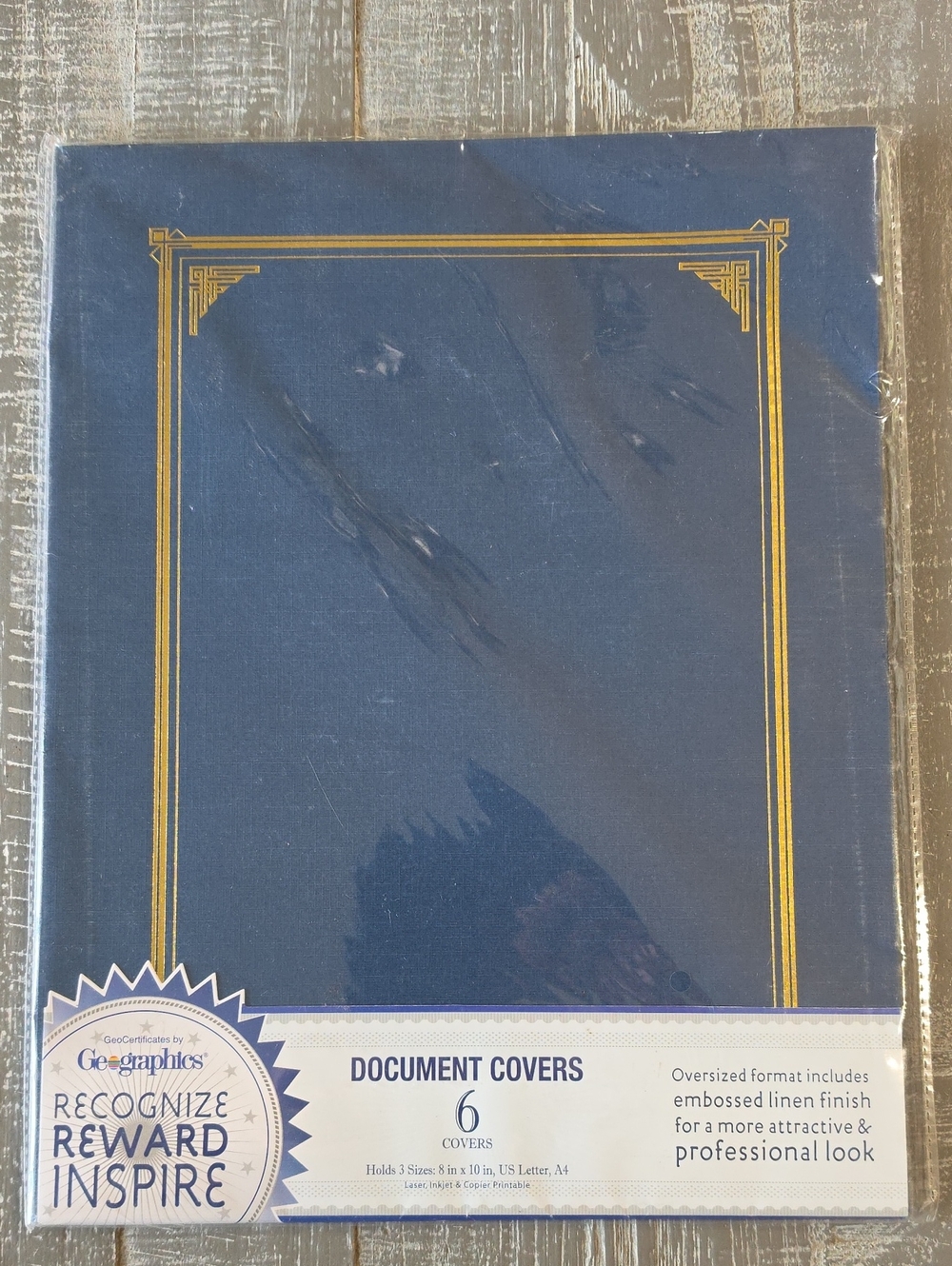 Geographics Navy Blue Linen Document Covers, 6 Count, Fits 8"x10", Letter, A4